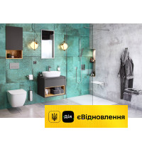 Шафка підвісна Excellent Tuto, 80 см, під раковину, зі стільницею, сірий/дуб