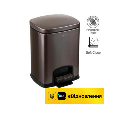 Контейнер для сміття на педалі ПРЕМІУМ  /23 × 22.8 × 30 см, прямокутний, 5 л  чорний/  Stella Dodatki  