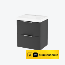 Шафка підвісна Excellent Blanko 49 см,з раковиною, чорна, ручки хром