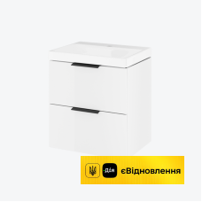 Шафка підвісна Excellent Blanko 49 см,з раковиною, біла, ручки чорні  