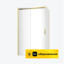 Кабіна душова квадратна, двері розсувні глянцеве золото 1200x900 Excellent Rols  