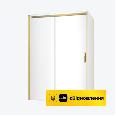 Кабіна душова квадратна, двері розсувні глянцеве золото 1400x900 Excellent Rols  