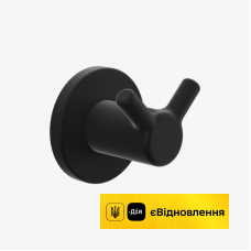 Гачок подвійний з розеткою Excellent FIDO матовий чорний 